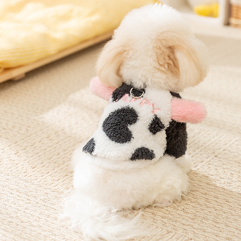 Casaco Fofinho Padrão Vaca para Cão