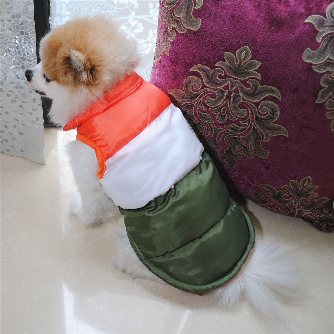 Casaco Acolchoado Bicolor para Cão