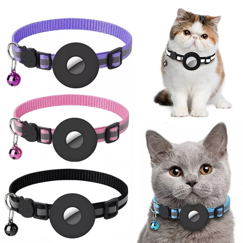 Coleira refletora para gatos com suporte para AirTag
