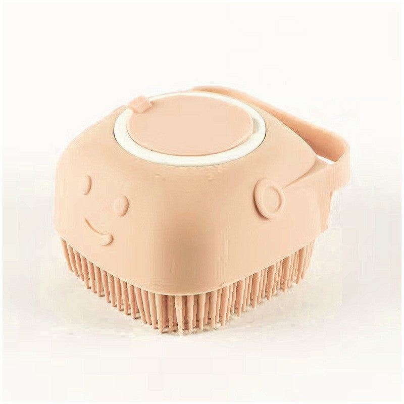 Escova de banho em silicone com dispensador de champô